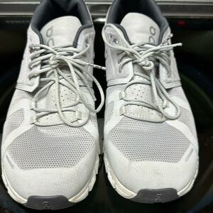 On cloud size 9 1/2 men light grey shoes
